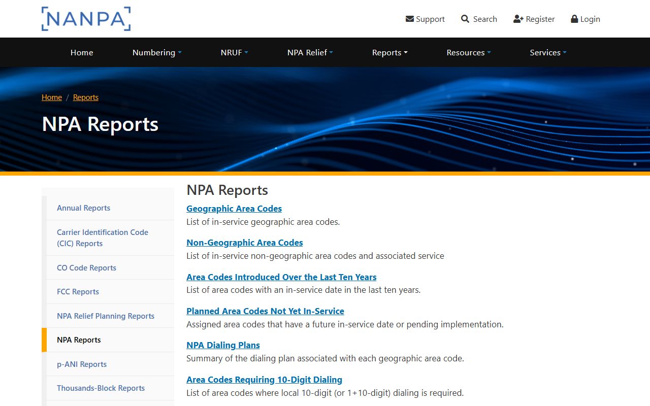 NANPA NPA reports for Cary area code lookup